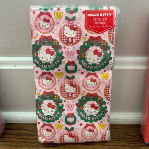 HELLO KITTY Christmas Wreath Guest Towels – 32 Count, Holiday Napkins - NEW